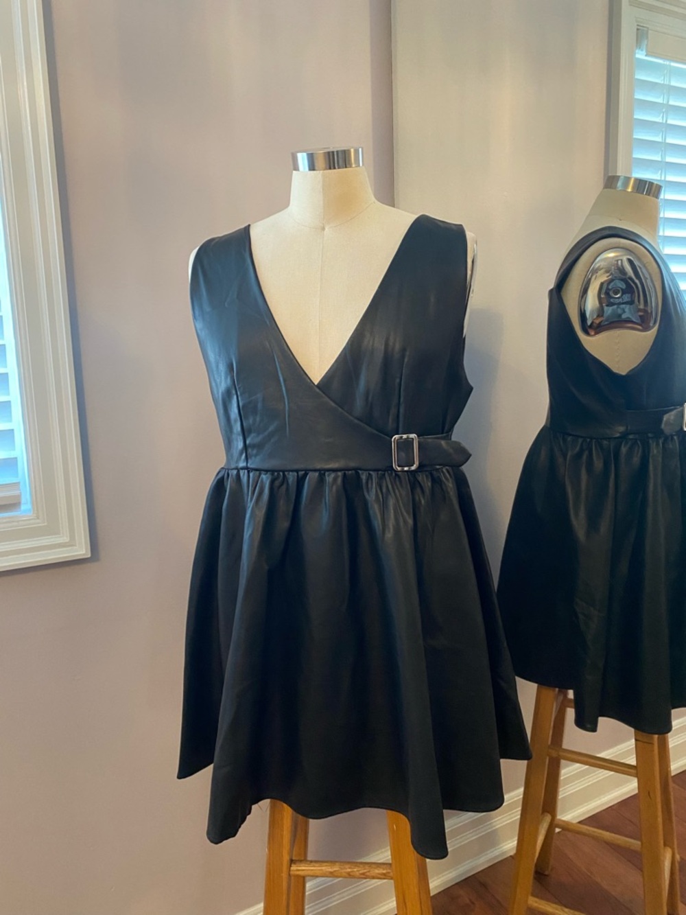 Disturbia Black  faux leather sleevless dress ladies size 14